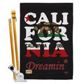 Breeze Decor BD-SS-HS-108176-IP-BO-D-US13-BD 28 x 40 in. Vertical California Dreamin Americana States Impressions Decorative Double Sided House Flag Set with Pole & Bracket Hardware