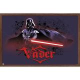 Star Wars: Original Trilogy - Vader Calligraphy Wall Poster 14.725 x 22.375 Framed