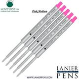 Lanier Combo Pack - 5 Pack - Monteverde Soft Roll Ballpoint W13 Paste Ink Refill Compatible with most Waterman Style Ballpoint Pens - Pink (Medium Tip 0.7mm)
