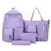 Carevas 4 pcs Canvas Combo Set School Bags with Crossbody Bag Pencil Box Casual School Bag For Teenage Girls Women College Student Laptop Backpacks