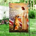 FLAGWIX American Flag - Jesus And German shepherd Flag QNN684F - Garden Flag (11.5 x 17.5 )