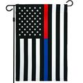 G128 - Thin Blue Line Police & Thin Red Line Firefighter American Flag Garden Flag Respect Honoring Law Enforcement Officers First Responder Outdoor Flag 12 x 18â€�