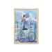 Paris Wall Art with Frame Young Woman French Hat and Funny Cat on Bicycle in French Street Watercolor Printed Fabric Poster for Bathroom Living Room 23 x 35 Multicolor by Ambesonne