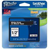 Genuine Brother 1/2 (12mm) White on Black TZe P-touch Tape for Brother PT-7600 PT7600 Label Maker