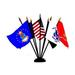 UNITED STATES MILITARY WORLD FLAG SET with Base--7 Rayon 4 x6 Flags One Flag for Each Armed Service POW/MIA and USA; 4x6 Miniature Desk Flags Small Mini Stick Flags