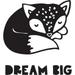 Printtoo Dream Big Text & Sleeping Fox Pattern Square Wooden Rubber Stamp Block-2 x 2 Inches