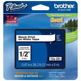 Genuine Brother 1/2 (12mm) Black on White TZe P-touch Tape for Brother PT-7600 PT7600 Label Maker