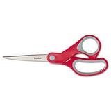 5PK Scotch Multi-Purpose Scissors 8 Long 3.38 Cut Length Gray/Red Straight Handle (1428)