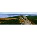 Rocky outcrop atop hills at misty morning Newby Kipps Glensax Scottish Borders Scotland Poster Print (27 x 9)