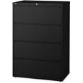 Lorell Lateral Files - 4-Drawer 42 x 18.6 x 52.5 - 4 x Drawer(S) for File - Letter Legal A4 - Lateral - Interlocking Leveling Glide Label Holder Ball-Bearing Suspension - Black - Recycled