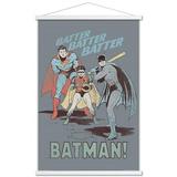 DC Comics - Batman - Robin - Superman - Batter Wall Poster with Wooden Magnetic Frame 22.375 x 34