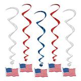 Beistle American Flag Whirls 3-Feet Blue/Red/Silver