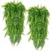2 Pcs Artificial Greenery Ferns Plants Vines Fake Ivy Hanging Wall Hanging Simulation UV Resistant Plastic Plant for Wall Indoor Outdoor Hanging Baskets Wedding Garland Decor