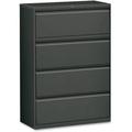 Lorell Lateral File - 4-Drawer 36 x 18.6 x 52.5 - 4 x Drawers- Legal Letter A4 - Lateral - Rust Proof Leveling Glide Interlocking - Charcoal - Baked Enamel - Steel - Recycled