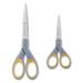 Titanium Bonded Scissors 5 And 7 Long 2.25 And 3.5 Cut Lengths Gray/yellow Straight Handles 2/pack | Bundle of 2 Packs