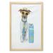 Dog Wall Art with Frame Traveler Funny Dog Dressed as a Tourist with Hat Glasses Necktie and a Floral Suitcase Printed Fabric Poster for Bathroom Living Room 23 x 35 Multicolor by Ambesonne