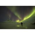 A Person Stands On The Frozen Blackstone River Beneath The Northern Lights; Yukon Canada Poster Print (38 x 24)