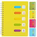 IDOMIK 5 Subject Spiral Notebook Wide Ruled Notebook A5 Travelers Notebook Colored Dividers with Tabs Hardcover Journal Memo for School Office(Yellow)