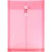 JAM Paper & Envelope Plastic Envelopes 9.8x14.5 12/Pack Pink Button String Legal Open End