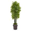 Nearly Natural 6 ft. Bamboo Artificial Tree with Black Trunks in Planter
