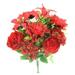 Artificial Peony Dahlia Hydrangea Mix Flower Bush Red