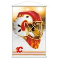 Trends International NHL Calgary Flames - Mask 20 Wall Poster with Magnetic Frame 22.375 x 34 Premium Print and White Hanger Bundle