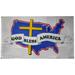 God Bless America United States Map Christian Cross White 3 x5 Polyester Flag