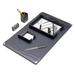 Bey-Berk International D2009 Leather Desk Set - Grey 6 Piece