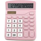 Color 12-Digit Solar Scientific Calculator Financial Office Computer Calculators Large Display Office Calculators Cute Calculator-Pink