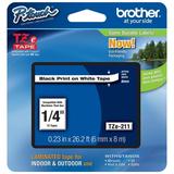 Genuine Brother 1/4 (6mm) Black on White TZe P-touch Tape for Brother PT-340 PT340 Label Maker