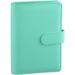 Antner A6 PU Leather Notebook Binder Refillable 6 Ring Binder for A6 Filler Paper Loose Leaf Personal Planner Binder Cover with Magnetic Buckle Light Green
