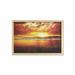Ocean Wall Art with Frame Colorful Sunset on the Ocean Dramatic Sky Summertime Tropical Seaside Cloudscape Printed Fabric Poster for Bathroom Living Room 35 x 23 Brown Yellow by Ambesonne