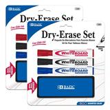 BAZIC Dry Erase Set Marker + Board Eraser Chisel Tip Whiteboard Pen 2-Packs