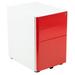 Flash Furniture Modern 3-Drawer Mobile Locking Filing Cabinet with Anti-Tilt Mechanism & Letter/Legal Drawer White with Red Faceplate