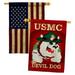 Breeze Decor BD-MI-HP-108052-IP-BOAA-D-US09-BD 28 x 40 in. Military Impressions Decorative Vertical Double Sided USA Vintage Devil Dog Americana Applique House Flags - Pack of 2