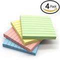 emraw sticky notes stick it stickies lined small 3 x 3 square pastel watercolor removable self stick on note memo pad for office home school - pack of 4 pads