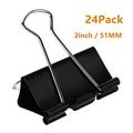 Coofficer Extra Large Binder Clips 2-Inch (24 Pack) Big Paper Clamps for Office Supplies Black