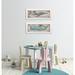 Gango Home Decor Retro Whale Nautical Coastal Wall Art; Two Gray 18x6in Art Prints in White Frames