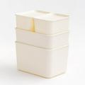 IRIS USA 4Pack(Sx2/M/L)Stackable Lidded Storage Organizer Bins Combo Off White