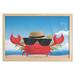 Crabs Wall Art with Frame Cool Crustacean with Black Sunglasses and a Hat Summer Vacation on Tropical Island Printed Fabric Poster for Bathroom Living Room 35 x 23 Multicolor by Ambesonne