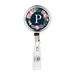 Koyal Wholesale Retractable Badge Reel Holder With Clip Blush Pink Peonies Flowers Monogram P