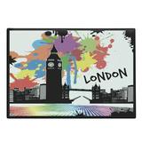 Retro Cutting Board Vintage London City View with Color Splashes Poster Style Grunge Urban Art Image Decorative Tempered Glass Cutting and Serving Board Large Size Multicolor by Ambesonne