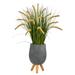 Nearly Natural 3 Onion Grass Artificial Plant in Gray Planter with Stand