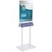 Displays2go Floor Mounted Poster Holder with Business Card Pockets Double Sided Acrylic Build â€“ Clear; Silver Hardware (BC10DCLPSC)