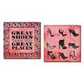 Popular Popular Fashion Great Shoes Take You Great Places Stiletto and High-Heel Trendy Set. Two 12x12in Poster Prints. Black/Hot Pink