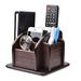 YCOCO Wood Office Supplies Desk Organizer Rack Rotating Remote Control Holder Pen Pencil Holder 6 Compartments Desktop Storage Organizer