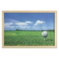 Golf Wall Art with Frame Professional Golf Ball on Tee on the Grass in Sunny Day Outdoor Sports Printed Fabric Poster for Bathroom Living Room 35 x 23 Violet Blue Green White by Ambesonne