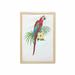 Bird Print Wall Art with Frame Tropical Macaw Parrot on an Exotic Palm Leaves and Hibiscus Branch Summer Art Printed Fabric Poster for Bathroom Living Room 23 x 35 Multicolor by Ambesonne