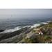 Old wooden lobster trap and buoys by wild roses on bluff overlooking Atlantic Ocean Pemaquid Peninsula; Maine United States of America Poster Print (19 x 12)