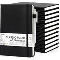 12 Pack Notebooks Journals Bulk with 12 Black Pens Feela A5 Hardcover Notebook Classic Ruled Journal Set with Pen Holder 120 GSM 5.1 x8.3 Black